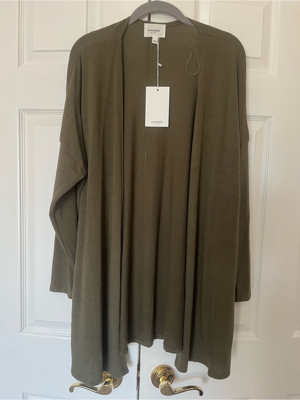 ANDREE BY UNIT Olive Green Open-Front Knit Cardigan